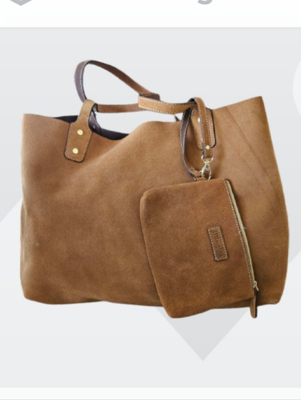 J. McLaughlin Suade Bag With Pouch, Brown Suade Tote J Mclaughlin